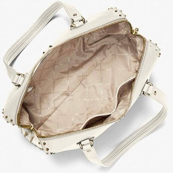 MICHAEL_KORS Light Cream Astor Large Studded Leather Tote Bag/Shoulder Purse NEW - Picture 3 of 16